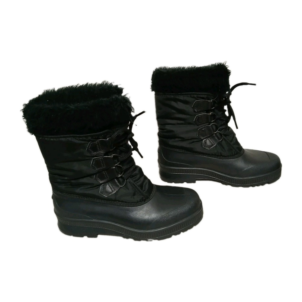Sorel Kaufman Canada Women Winter Snow Boots 8 Black Waterproof Faux Fur Outdoor